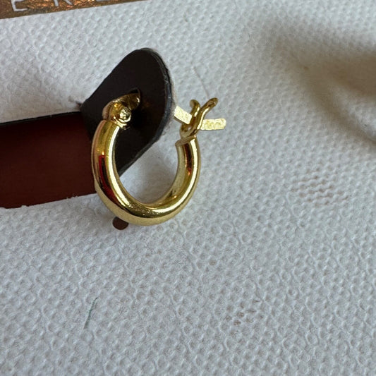 Argento Vivo Sterling Silver Gold Plate Huggie Hoop Earrings New On Card Pierced