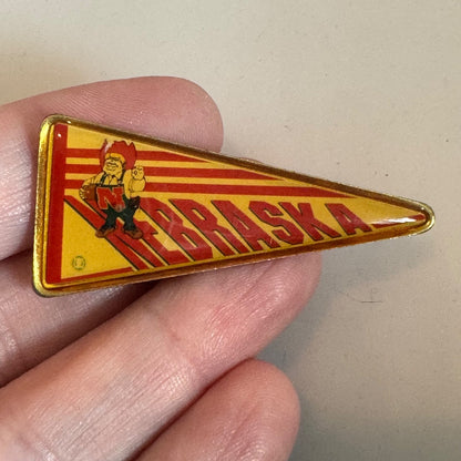 Vintage University of Nebraska Lincoln Pennant Shaped Lapel Pin Herbie Husker