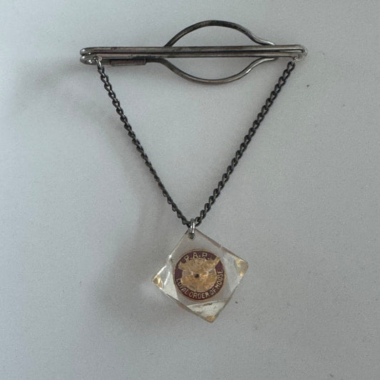 Vintage Loyal Order of Moose Lucite Tie Clip Dangle P.A.P. 