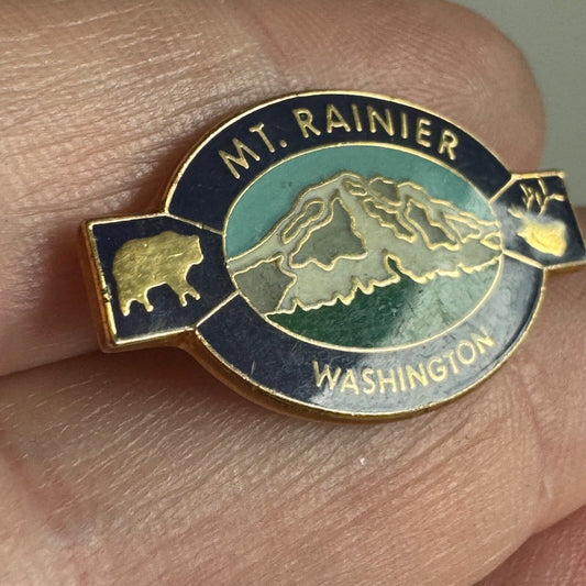 Vtg Mt Rainier Washington National Park Lapel Pin Souvenir Lapel Pin Bear Elk