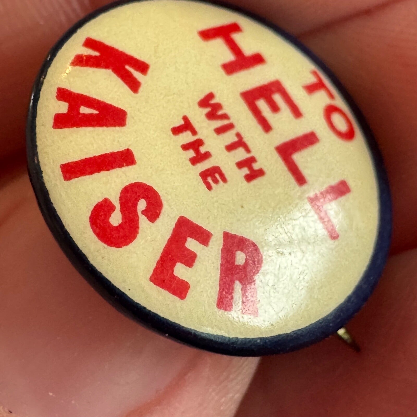 WWI METRO PICTURES TO HELL WITH THE KAISER PIN 1918 PROPAGANDA SILENT FILM