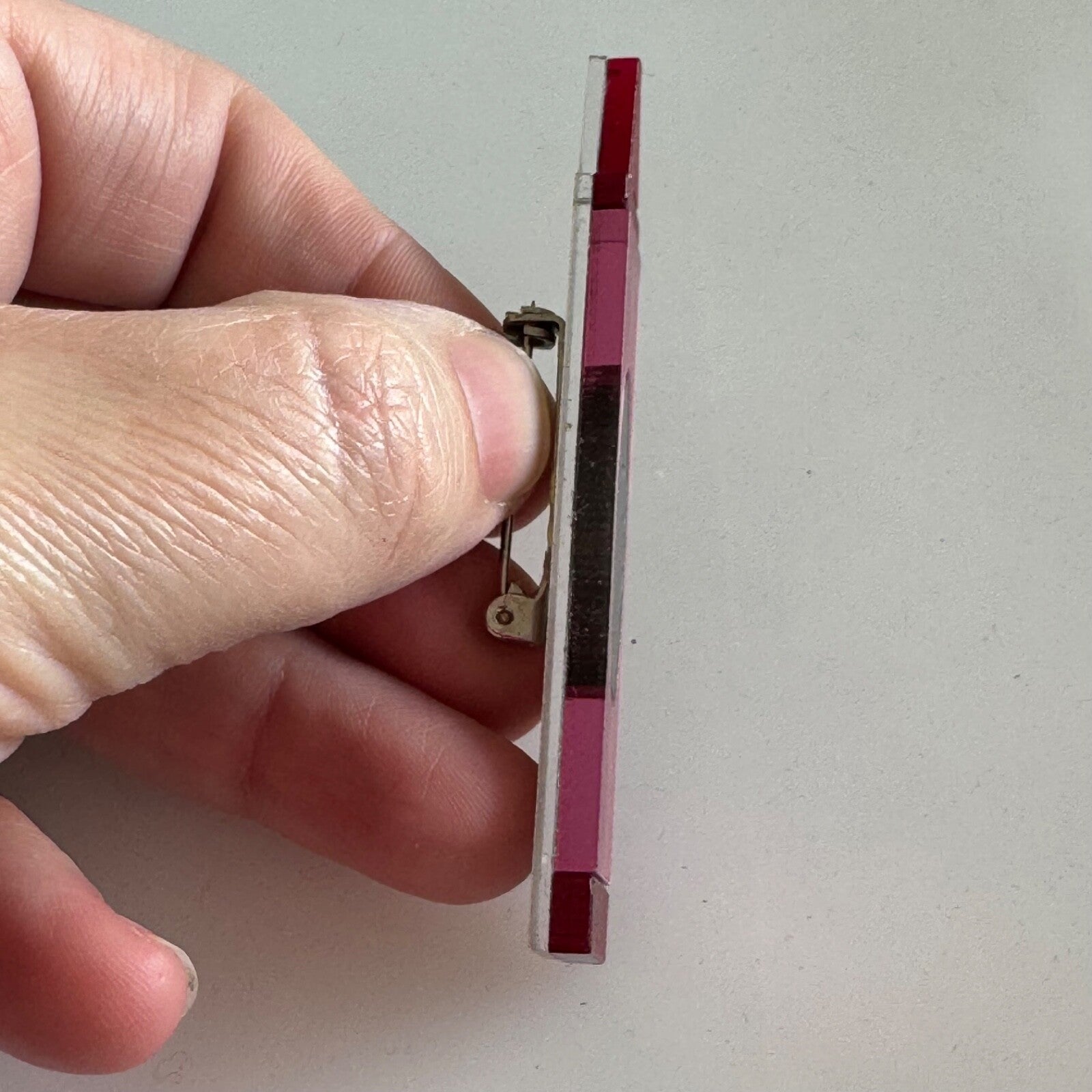 Vintage Lucite Red Crayon Brooch Pin Crayola Look