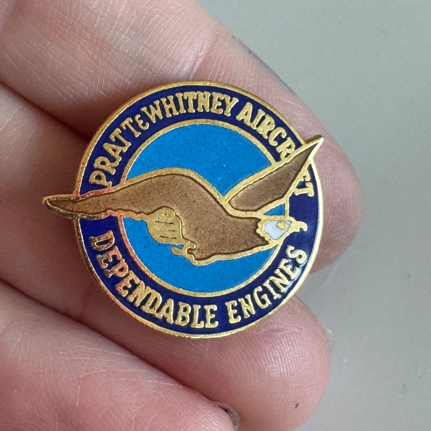Vintage Pratt & Whitney Aircraft Dependable Engines Lapel Pin Bald Eagle