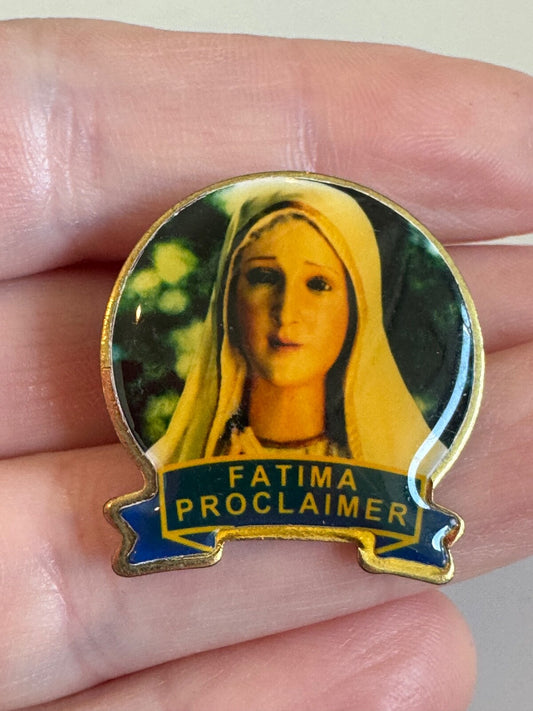 Vintage Fatima Proclaimer Our Lady Religious Enamel Pin