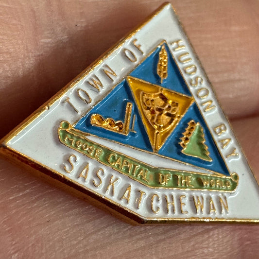 Vtg Town of Hudson Bay Saskatchewan Moose Capital of the World Lapel Pin