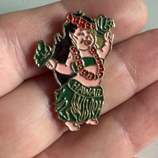 Vintage Hawaii Hula Dancer Lapel Pin Souvenir Tourist
