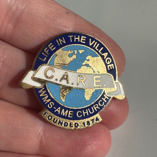 Vtg Life in the Village C.A.R.E. WMS-AME Church Pin African Methodist Episcopal