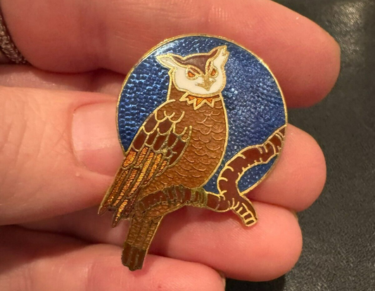 Vintage Owl Cloisonne Brooch Pin Gift Creations - Vibrant Colors!