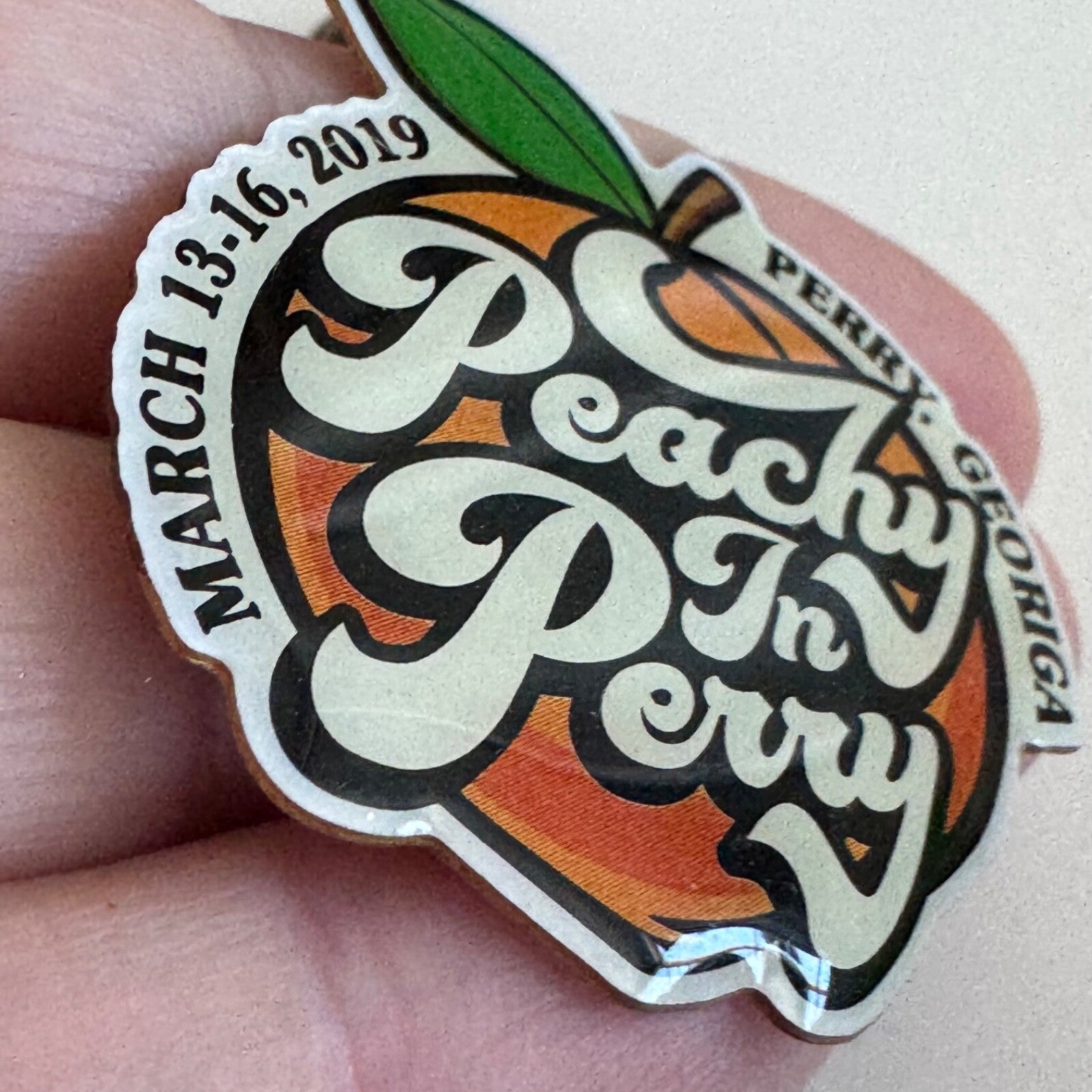 2019 Peachy in Perry Georgia Peach Lapel Pin Festival