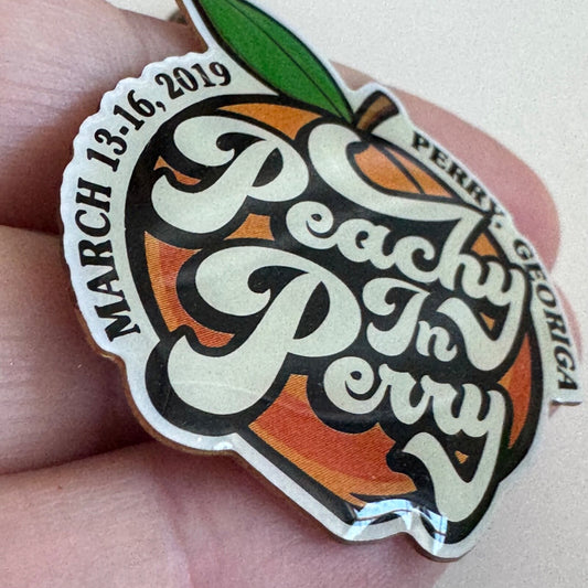 2019 Peachy in Perry Georgia Peach Lapel Pin Festival