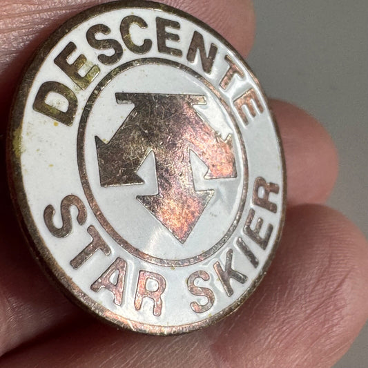 Vintage Descente Star Skier Lapel Pin White Ski Skiing Apparel