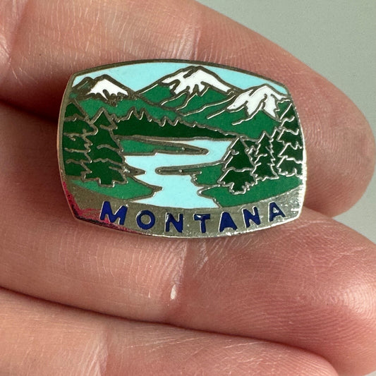 Vintage Montana Enamel Lapel Pin Souvenir Tourist Glacier National Park