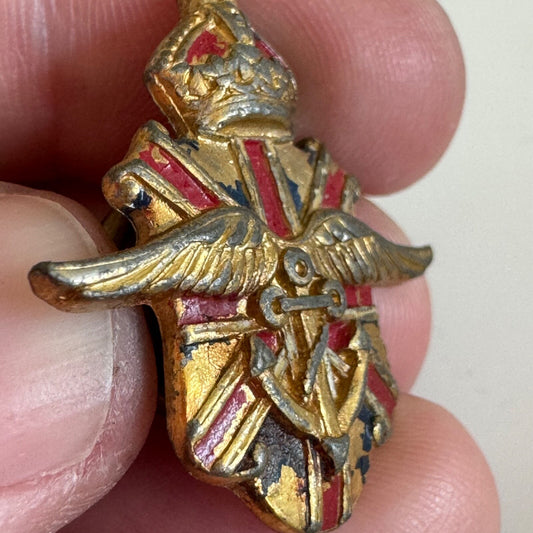 Vintage WWII Badge British & American Ambulance Corps Pin 1940s Screwback