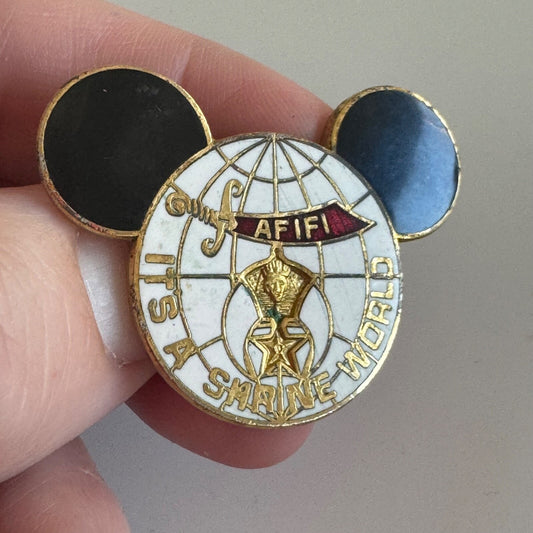 Vintage 1985 Disneyland Afifi It's a Shrine World Mickey Mouse Ears Lapel Pin
