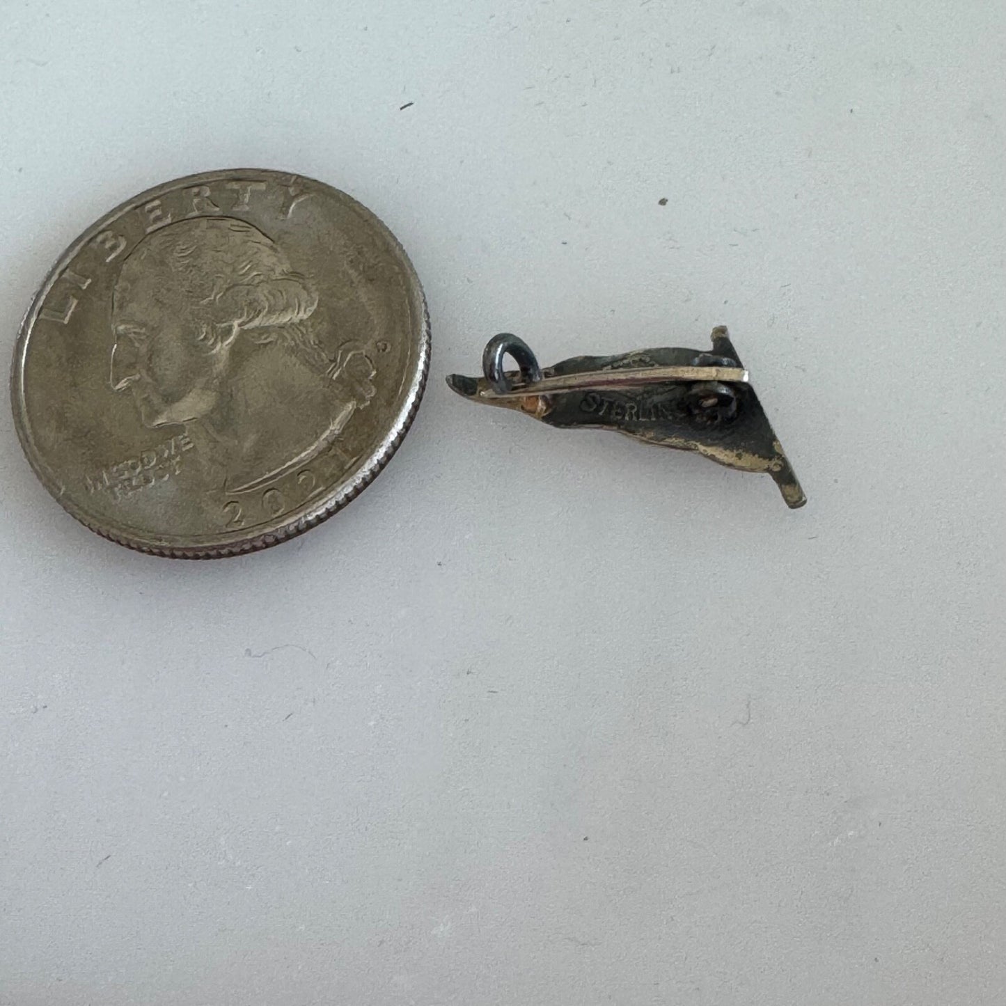 Antique Drury High School Sterling Silver Pennant Lapel Pin 