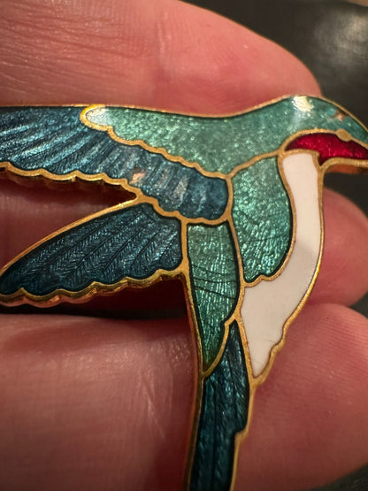 Gorgeous Fish Enterprises Hummingbird Cloisonne Brooch Pin