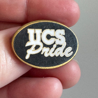 Vintage UCS Pride Lapel Pin Black and Gold Central School High School