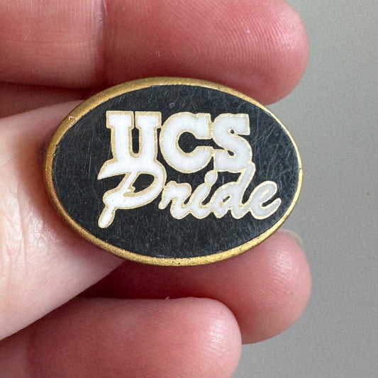Vintage UCS Pride Lapel Pin Black and Gold Central School High School