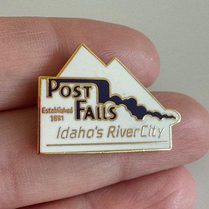 Vintage Post Falls Idaho's River City Lapel Pin Idaho Souvenir Tourist