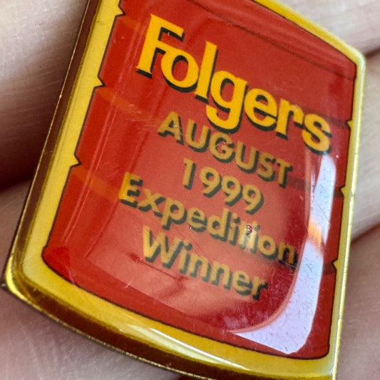 Vintage 1999 Folgers August 1999 Expedition Winner Logo Lapel Pin
