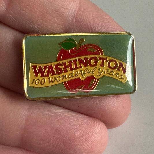 Vintage Washington State 100 Wonderful Years Apple Lapel Pin