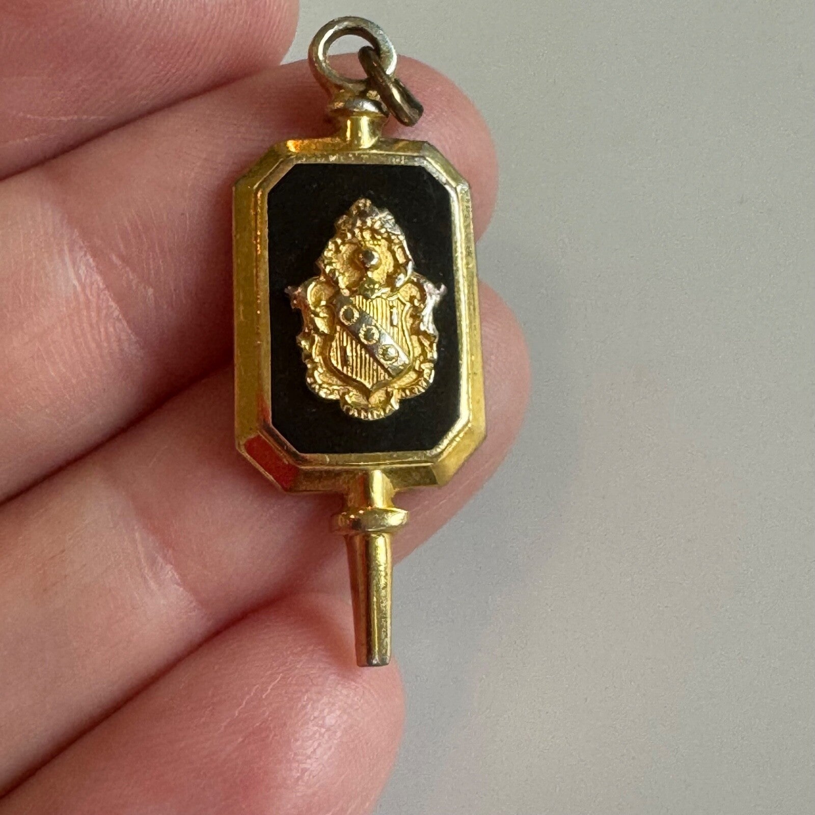 Vintage Alpha Gamma Delta Sorority Foundation Scholarship Crest Key Fob Pendant 