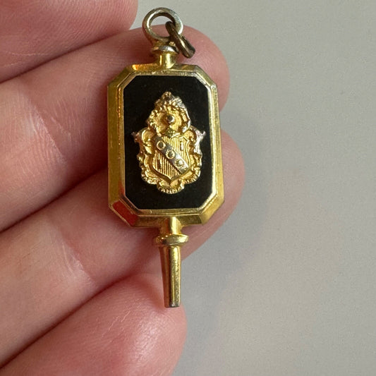 Vintage Alpha Gamma Delta Sorority Foundation Scholarship Crest Key Fob Pendant 