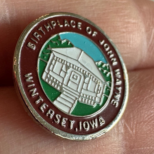Vintage Birthplace of John Wayne Winterset Iowa Souvenir Tourist Lapel Pin