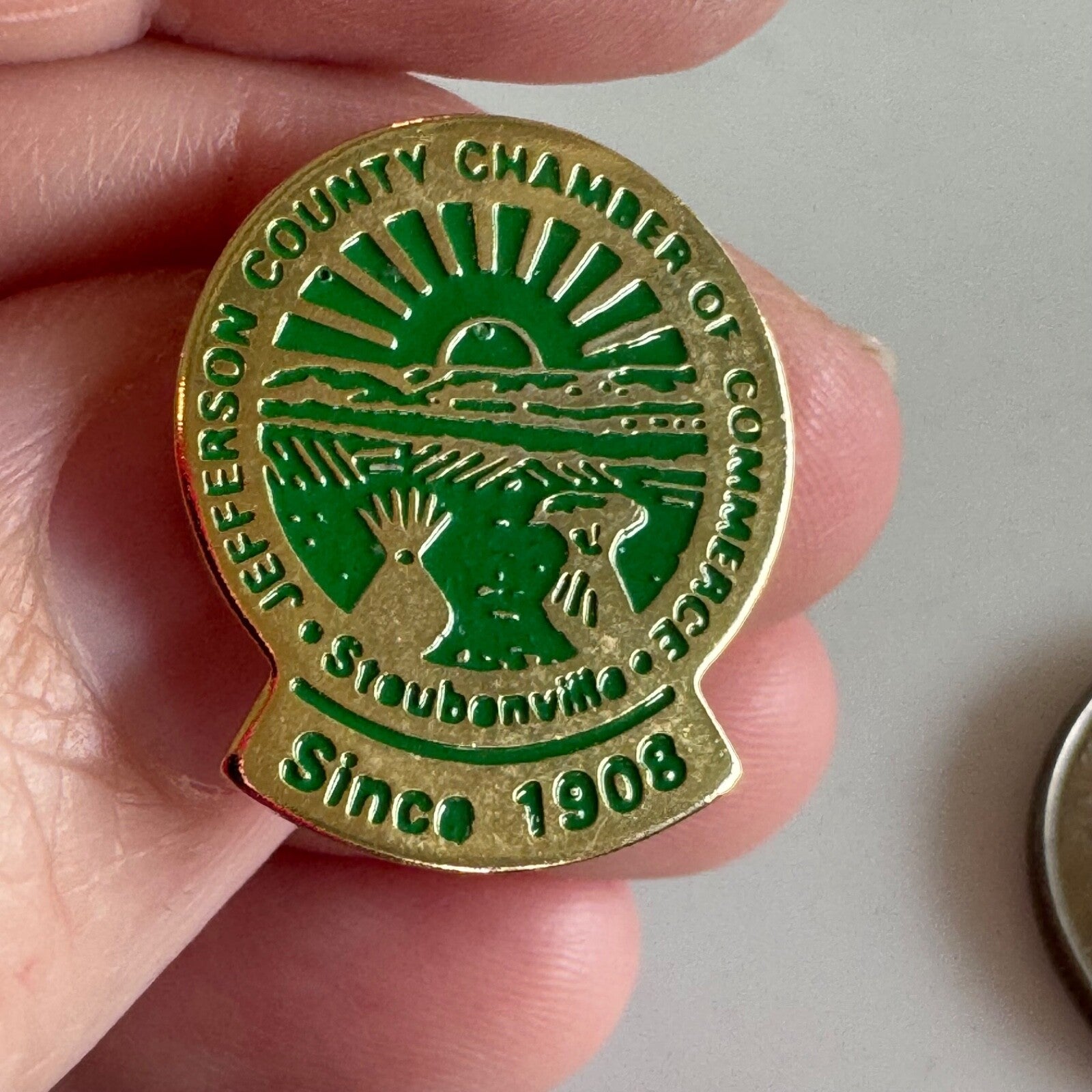 Jefferson County Chamber Steubenville OH Gold Enamel Pin 