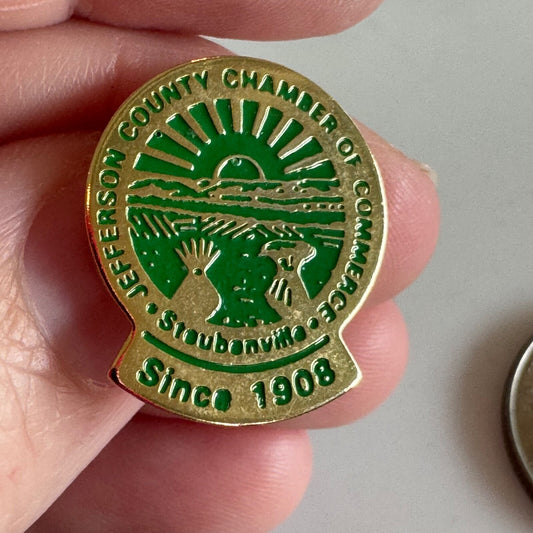 Jefferson County Chamber Steubenville OH Gold Enamel Pin 
