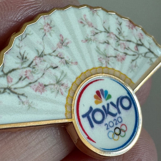 Vintage NBC Tokyo 2020 Fan Lapel Pin Cherry Blossoms Media