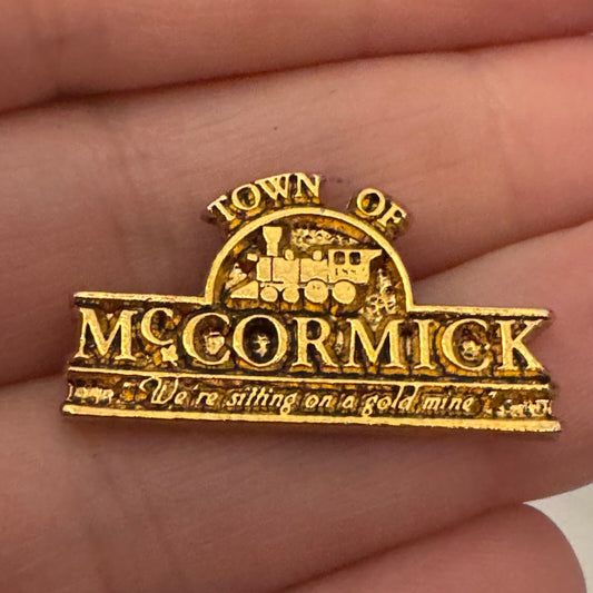 Vtg Town of McCormick SC Railroad Train We're Sitting on a Gold Mine Lapel Pin
