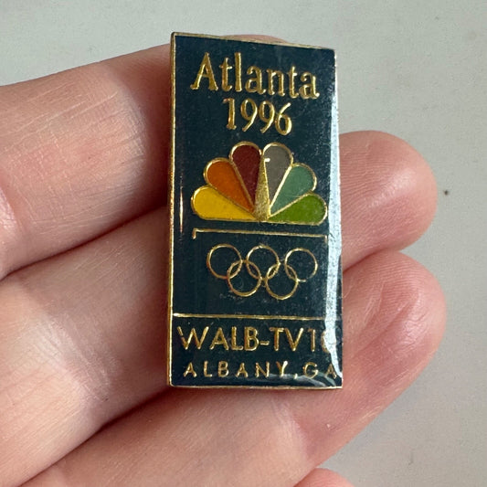 Vintage Atlanta 1996 WALB-TV 10 Albany Georgia Olympic Rings NBC Lapel Pin