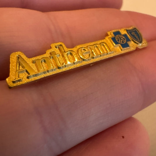 Anthem Blue Cross Blue Shield Gold Tone Blue Enamel Logo Lapel Pin Tie Tack