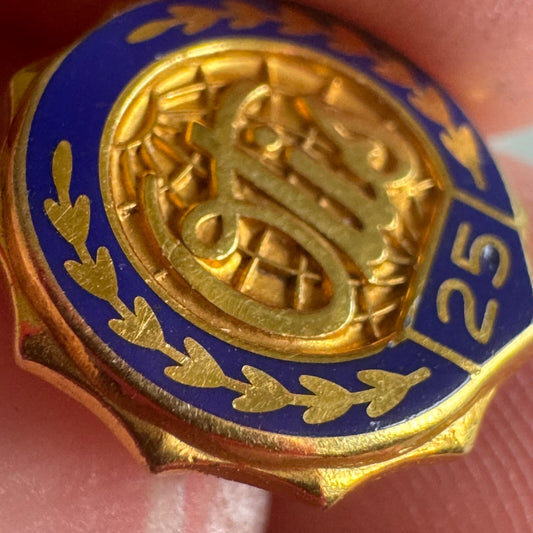 Vintage 14k Gold Otis 25 Years Service Screwback Lapel Pin 