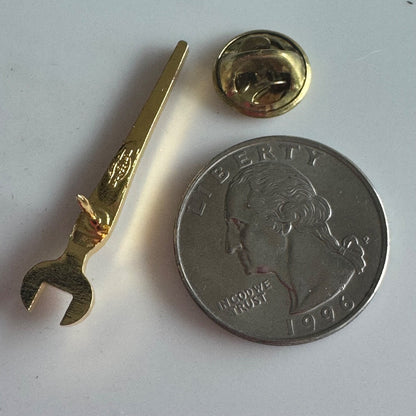 Vintage Iron Workers International Lapel Pin Wrench Union Gold Tone