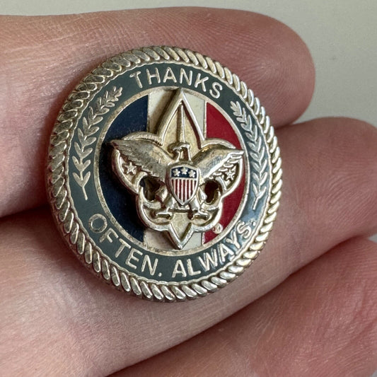 Vintage Boy Scouts Thanks Often Always Lapel Pin Tie Tack