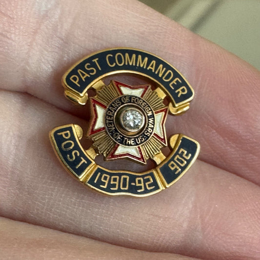 Vtg Veterans of Foreign Wars Post 902 Past Commander 1/5 10k Gold Filled Pin VFW