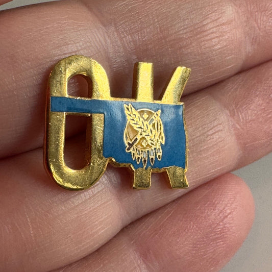 Vintage Oklahoma State Lapel Pin State Flag OK
