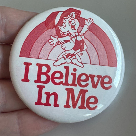Vintage I Believe in Me Keebler Elf Elves Lapel Pin Button RARE