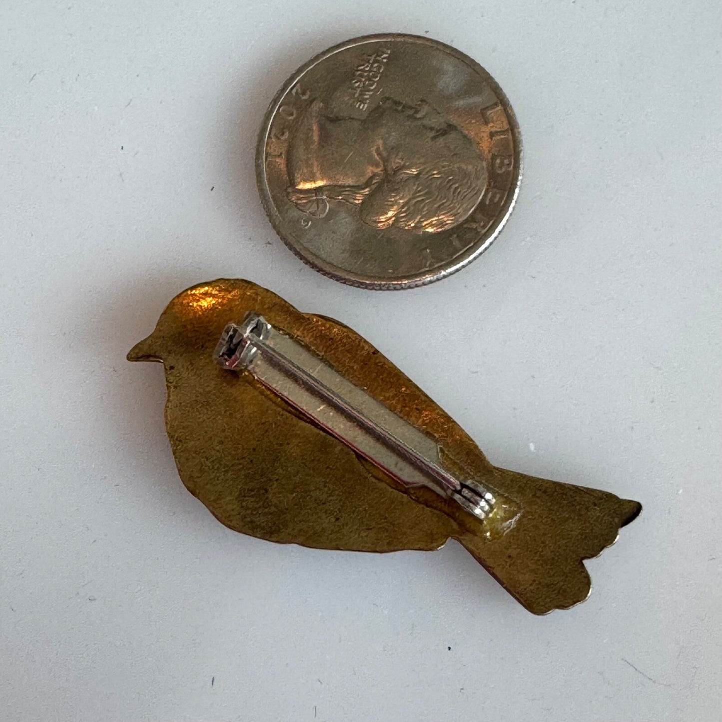 Vintage Brass and Enamel Bird Brooch - Beautiful!