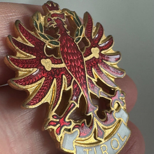 Gorgeous TIROL Austria Cloisonne Lapel Pin Eagle Oktoberfest Souvenir Tourist