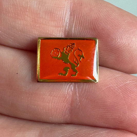 Vtg Orange Tone Cunard Logo Lion Crest Mini Enamel Pin Tie Tack – Heraldic Style