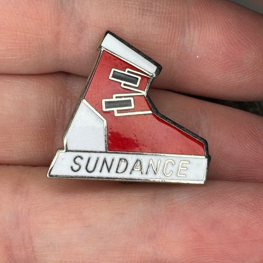 Vintage Sundance Mountain Resort Ski Boot Enamel Lapel Pin Skiing Rare