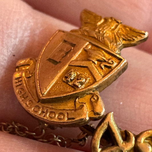 E High School 1943 Lapel Pin Eagle Lamp of Knowledge Graduate