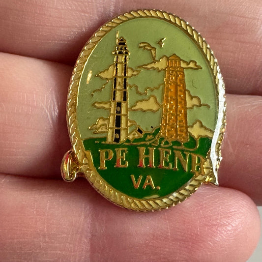 Vintage Cape Henry Virginia Lighthouses Lapel Pin Souvenir Tourist 
