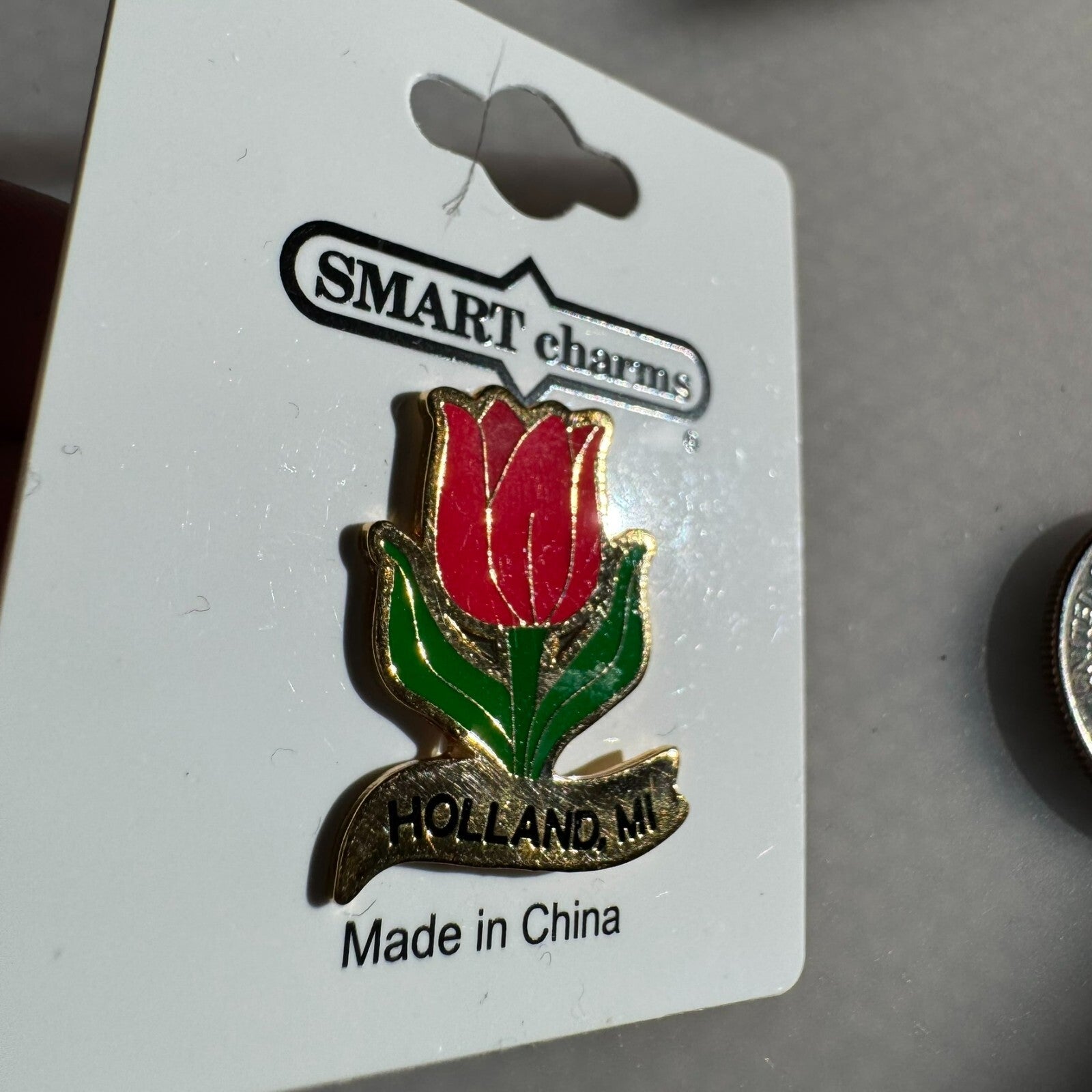 Vintage Holland Michigan Souvenir Lapel Pin Tulip New On Card