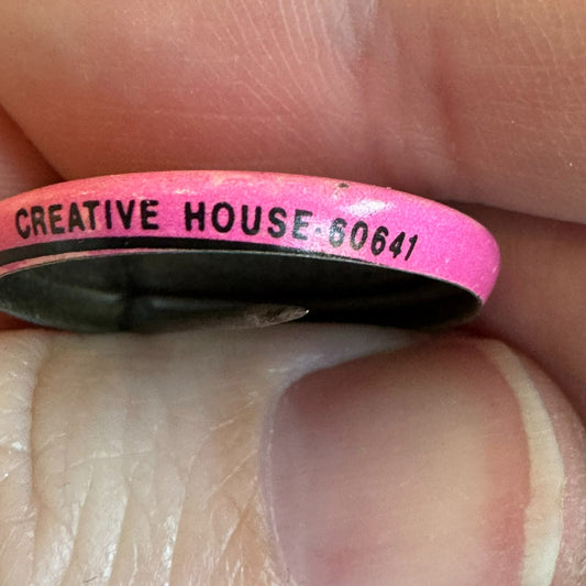 Pink Creative House Cartoon Face Button Lapel Pin Vintage