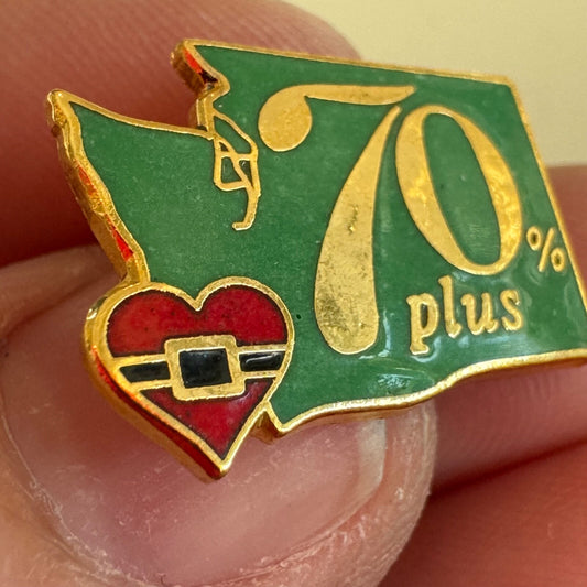 Vintage Washington State 70% Seatbelt Heart Lapel Pin