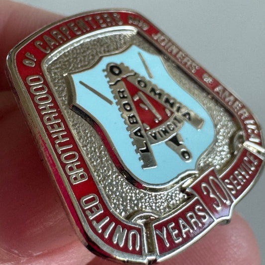 Vintage United Brotherhood of Carpenters 30 Years Pin Tie Tack Union UBC